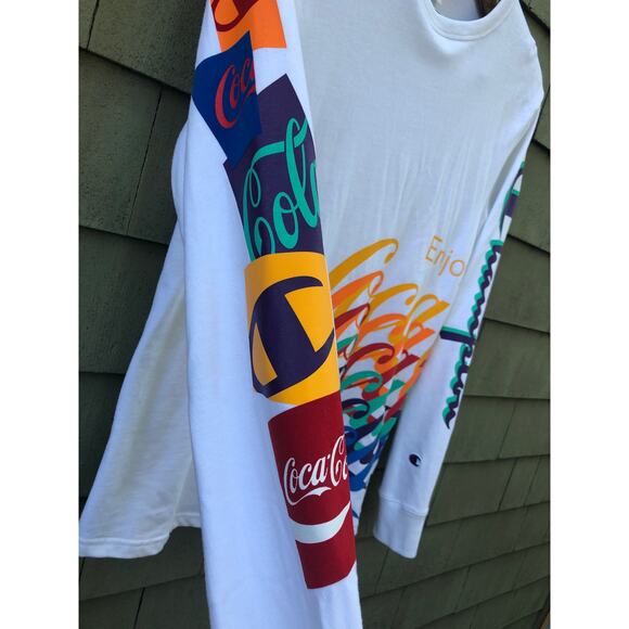 Champion X Coca Cola Logo Long Sleeved Shirt White Limited Edition Collab Small - Picture 4 of 9
